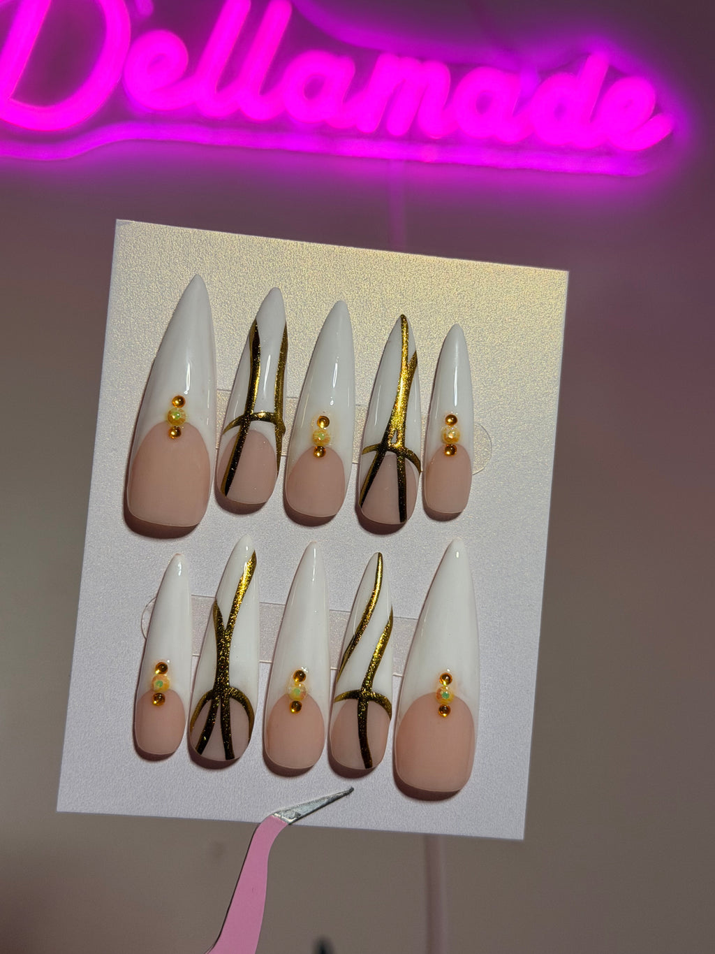 Gold Chrome French Stilettos