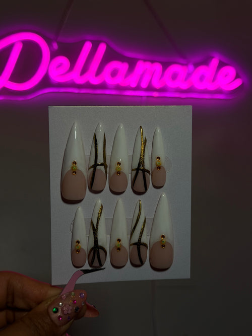 Gold Chrome French Stilettos