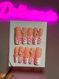 Pink Leopard Hello Kitty Nails