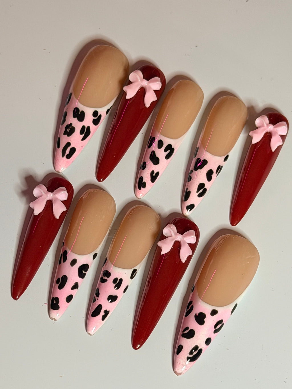 Pink Leopard Glam Press On Nails