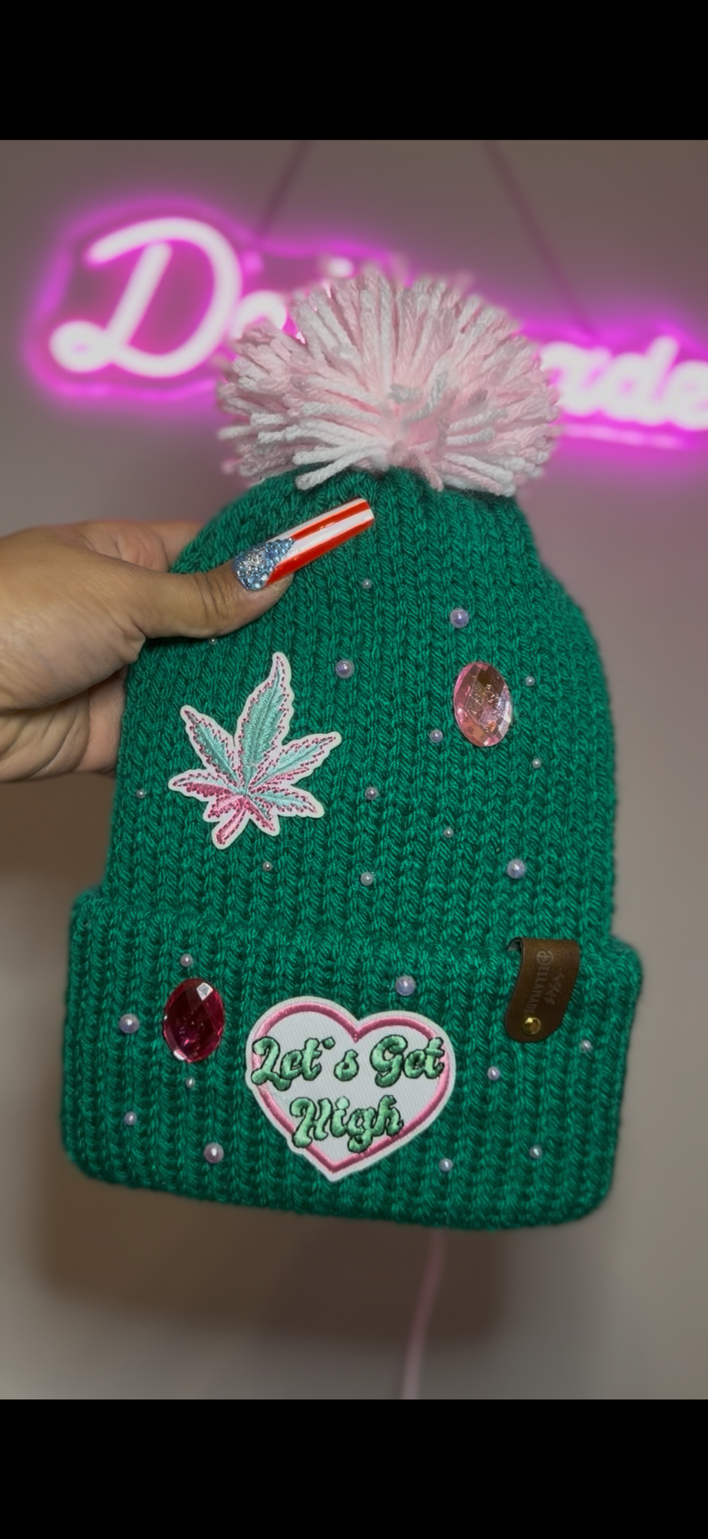 “Let’s Get High” 🍃 Pom Pom Beanie