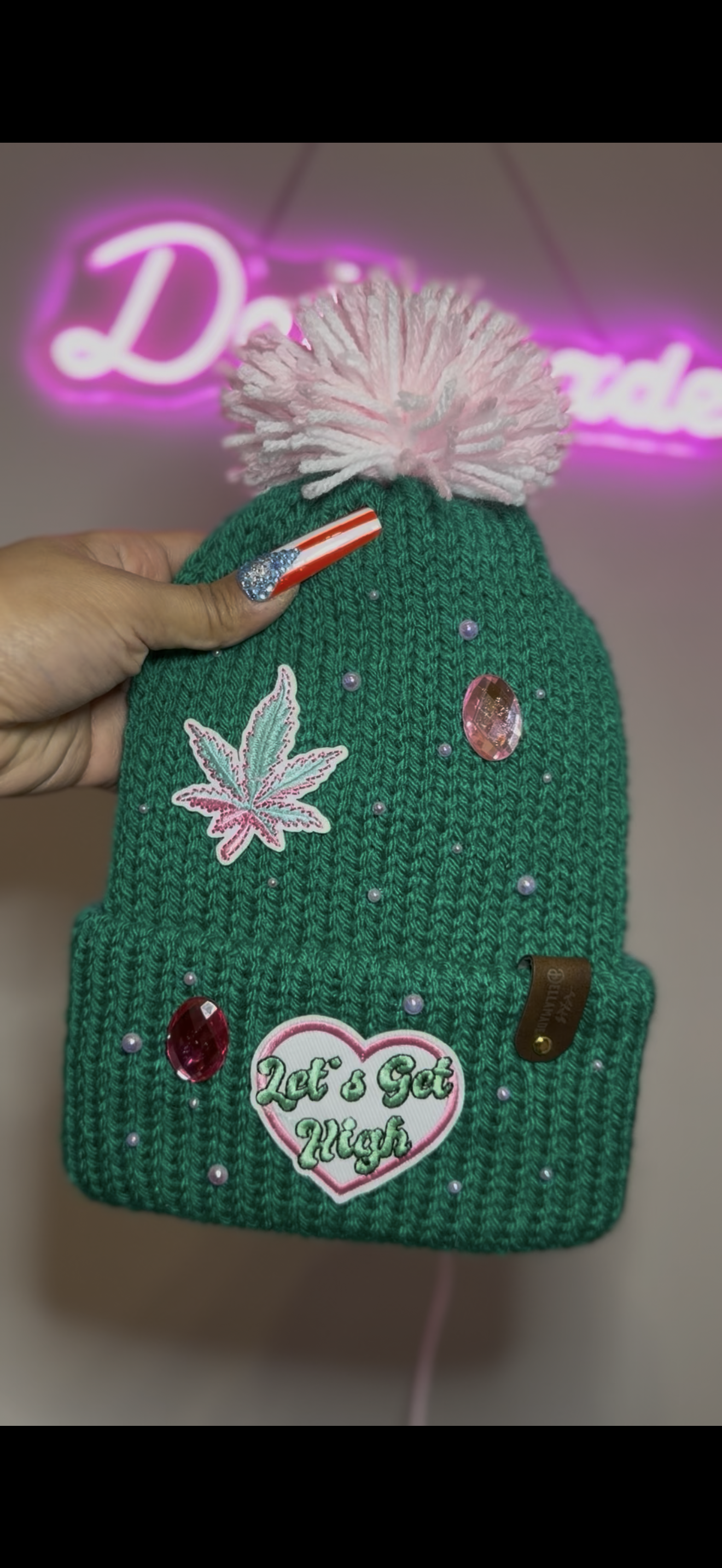 “Let’s Get High” 🍃 Pom Pom Beanie